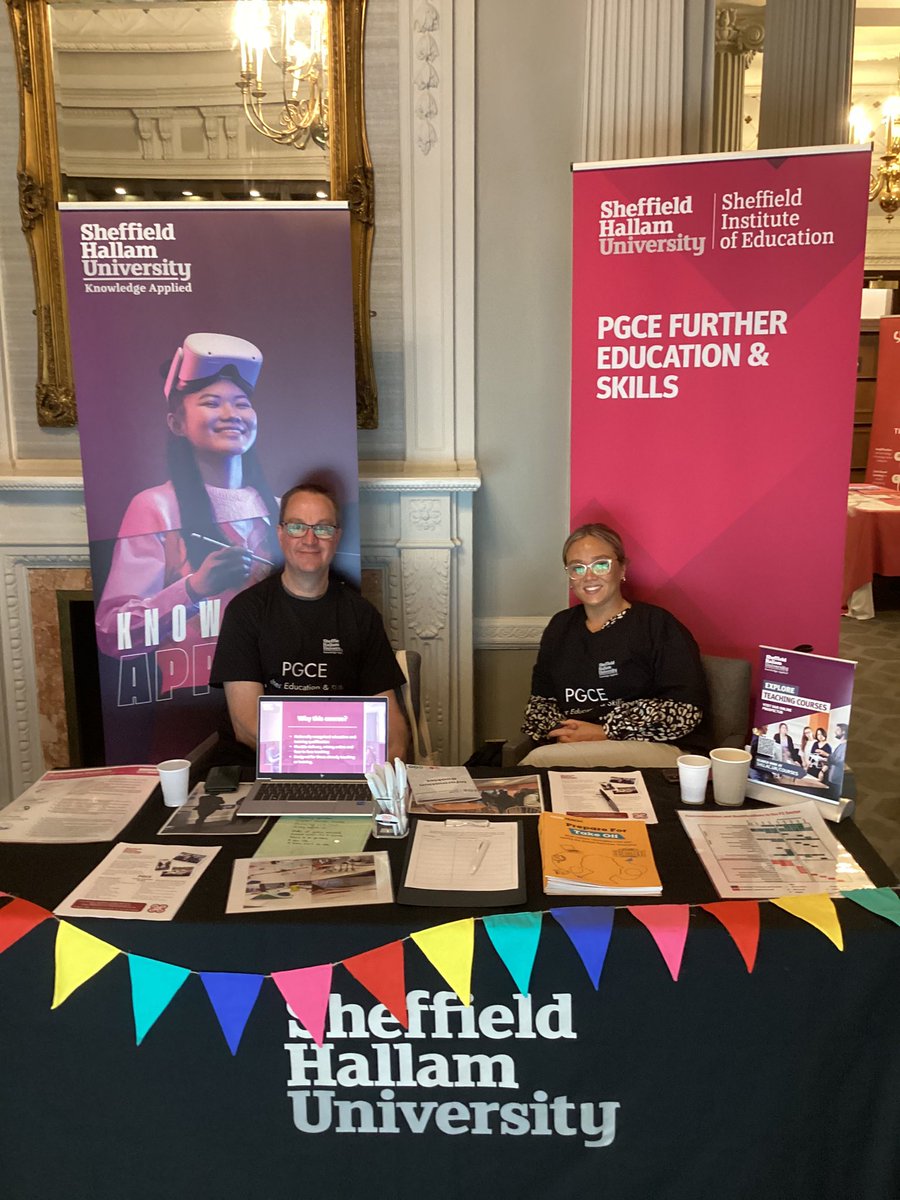 SheffHospLED's tweet photo. The incredible team from @sheffhallamuni are here to detail their part time PGCE Further Education and Skills courses enabling users to study alongside work or caring commitments! #LEDEC23 #STH #Learn #FutureLeaders https://t.co/cxgWd7Pd5A