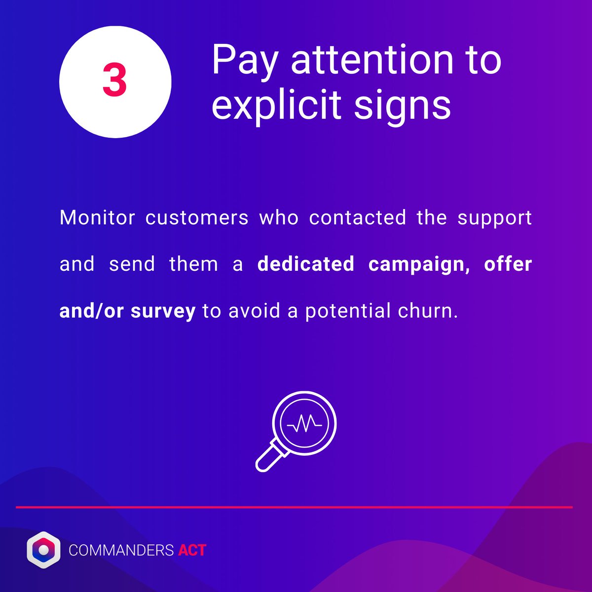 CommandersAct's tweet image. Have a look at our tips to improve your customer retention 🚀

With #churn risks, loss of communication and bad customer experience, the analysis and #monitoring are necessary to keep a good relation with your clients.

Our platform helps you ➡️ bit.ly/3XkjotL