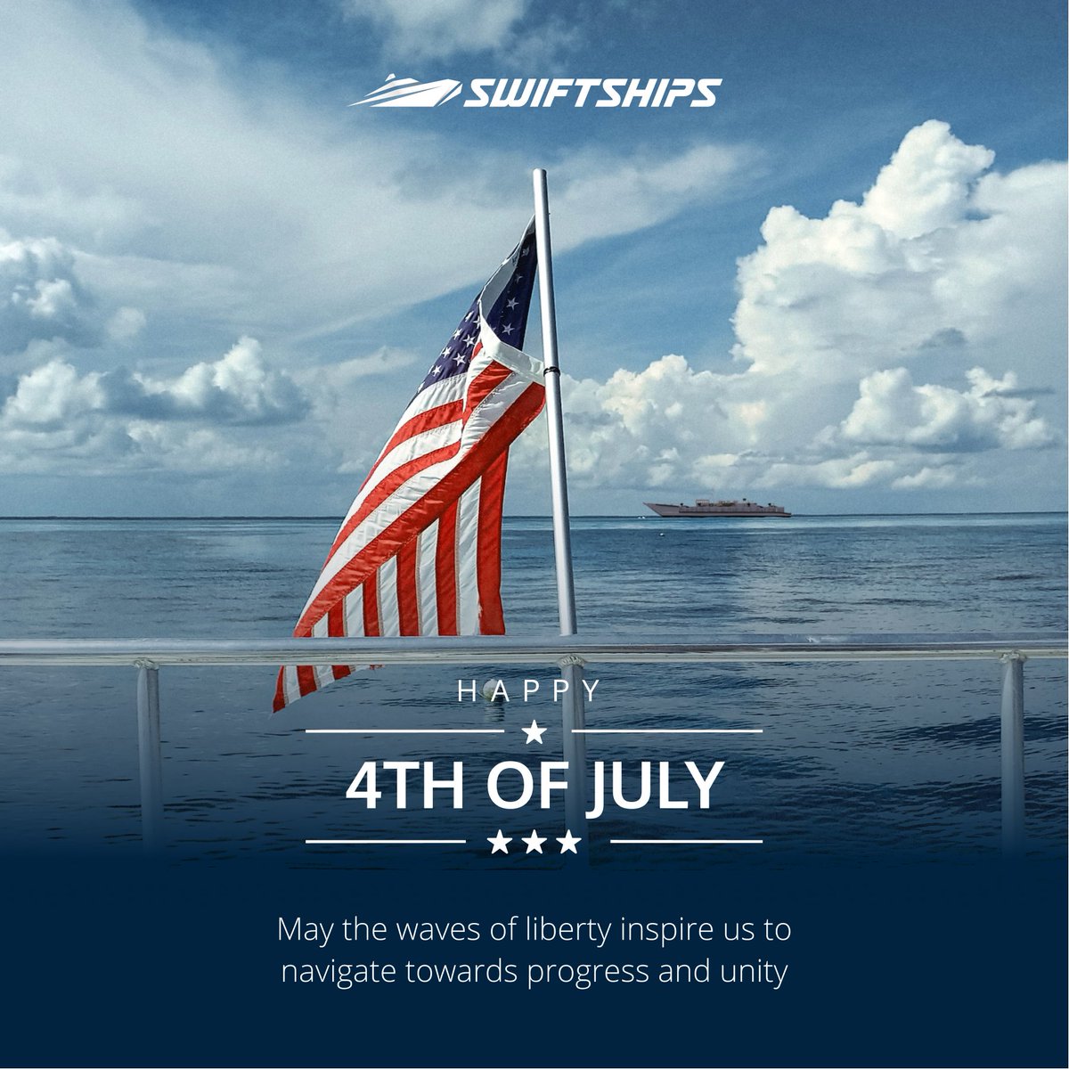 SwiftshipsInc's tweet photo. Swiftships celebrates Independence Day as one team! Laughter, heartfelt conversations, and appreciation unite us. Together, we embrace the spirit that makes us strong.
Happy 4th of July!
#SwiftShips #OneTeamOneNation #FourthOfJuly https://t.co/wsc4jQmX2E