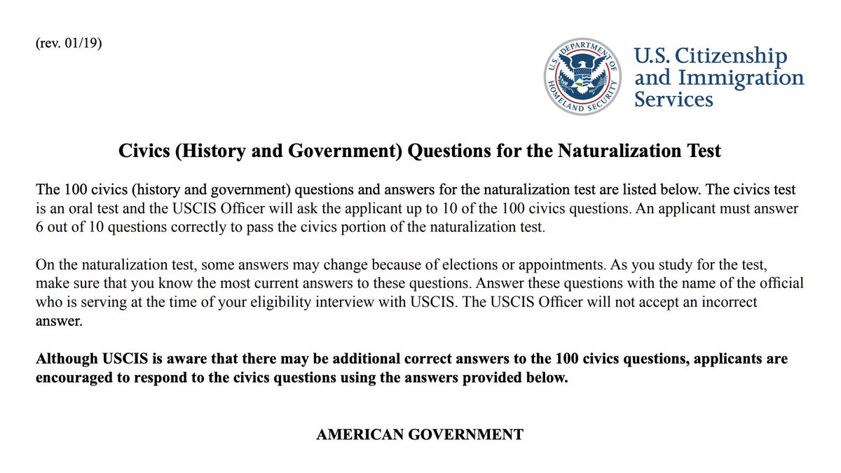 ArjunMahadevan's tweet photo. 8 years ago I became a U.S. Citizen 🇺🇸

To become a citizen I was asked 10 random questions out of a list of 100 possible questions.

The stakes were high: I had to get at least 6 correct.

Could you pass the test? Let's see:

1. What is the supreme law of the land? https://t.co/O7pPrmfI6W