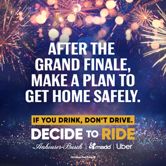 The perfect July 4th:
· Crack open a cold beer🍻  
· Fire up the grill🍔  
· Plan for a safe ride home 🚗
We can’t think of a better day. #DecideToRide with <a href="/Uber/">Uber</a>, <a href="/AnheuserBusch/">Anheuser-Busch</a> and <a href="/MADDNational/">MADD</a>