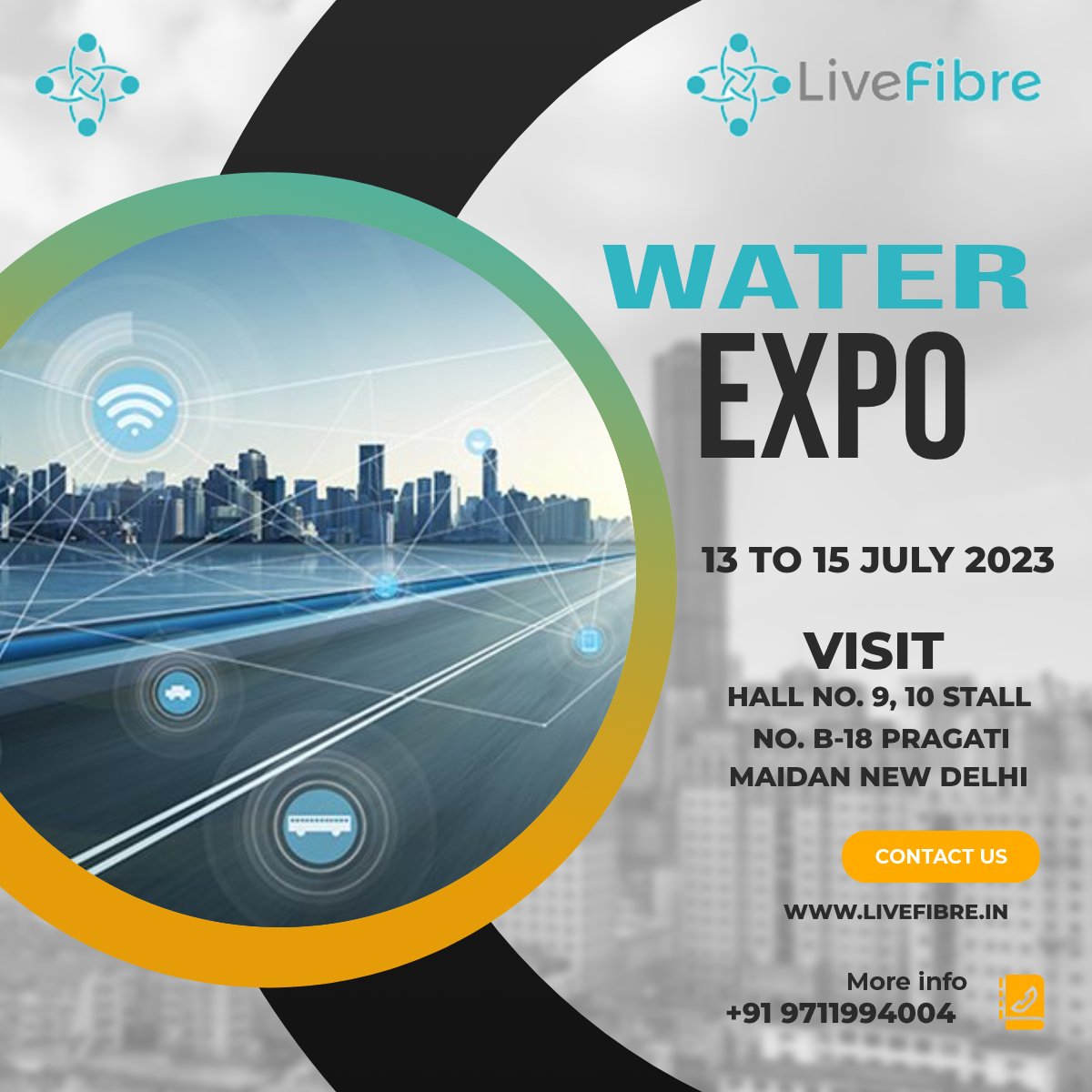 livefibre's tweet photo. Join us at the Water Tech Expo, where experts in the water industry gather to discuss innovative solutions for smart cities. Save water, save the environment! #waterexpo #smartcities #savewater @sudeepdutt https://t.co/je1HxdmpQr