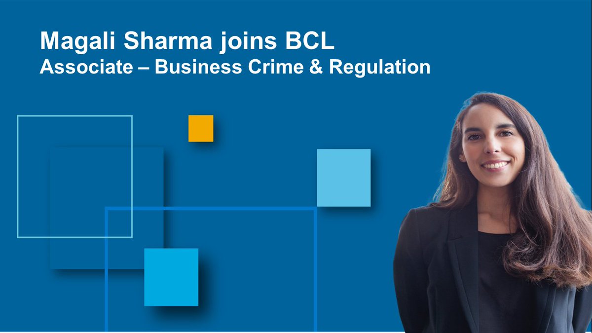 We are pleased to introduce the newest member of our team, Magali Sharma, who joins our #whitecollarcrime team to work in the firm's #sanctions practice. 

bcl.com/our-people/mag…