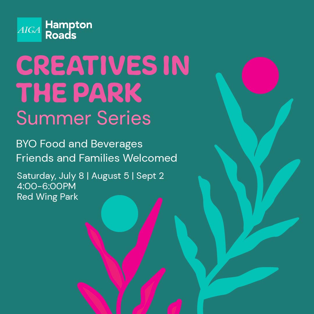 AIGAHR's tweet photo. AIGA Hampton Roads proudly presents our summer meetup series, Creatives in the Park! Bring your favorite chair or blanket and picnic with us at Red Wing Park in Virginia Beach. https://t.co/IF4EprQN1v