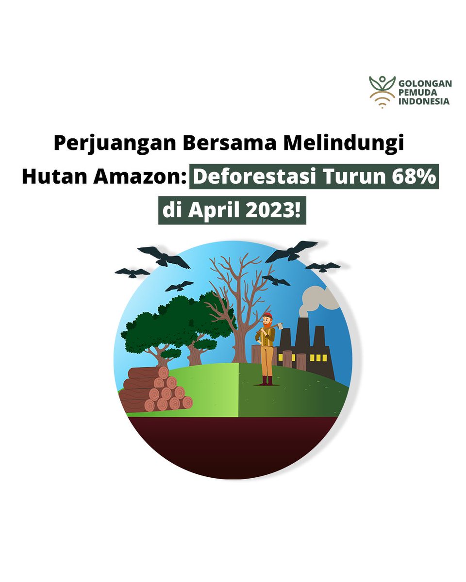 gomudaindonesia's tweet photo. Deforestasi di Amazon Brazil turun 68% pada April 2023! Ini adalah langkah besar menuju perlindungan lingkungan dan keanekaragaman hayati yang tak ternilai di hutan hujan terbesar dunia.
#GoMuda #GoMudaIndonesia #SaveAmazonRainforest #DeforestationFreeFuture #TogetherForAmazon https://t.co/Ex2Ih0rJ5B