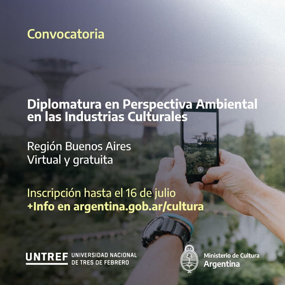 Convocatoria abierta a la Diplomatura en Perspectiva Ambiental en las Industrias Culturales

Más información e inscripción en: formar.cultura.gob.ar/novedades/86/c…