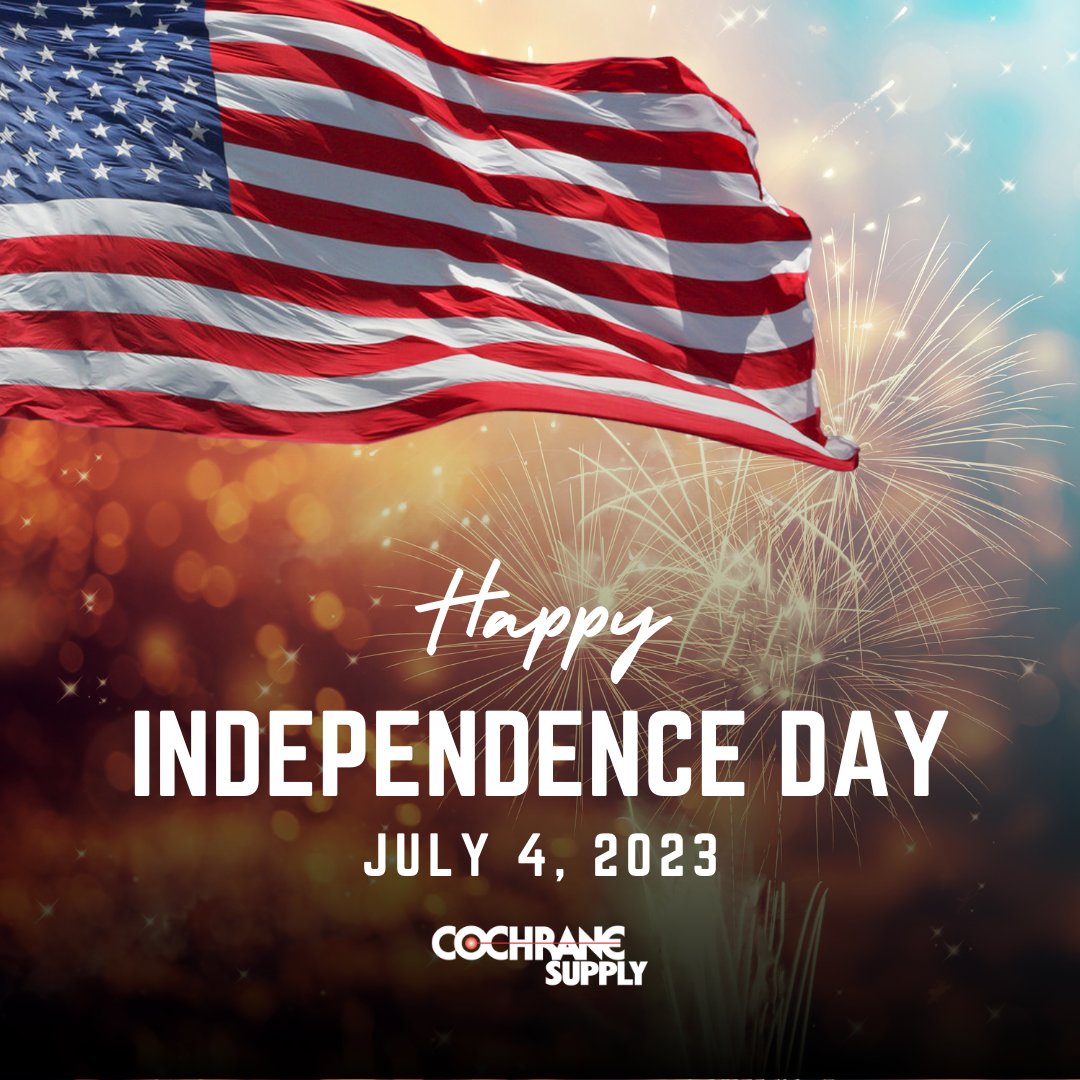 🎆 Happy 4th of July! 🇺🇸🎇

As we commemorate the birth of our nation, we at Cochrane Supply want to wish you a fantastic Independence Day! 🗽✨

#Happy4thofJuly #IndependenceDay #ProudToBeAnAmerican #CelebrateFreedom