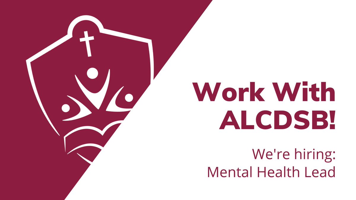 The ALCDSB is hiring a Mental Health Lead. Full-time permanent position. Deadline to apply is July 11 at 4:00 p.m. Details: bit.ly/3NBFV0M #ChooseALCDSB