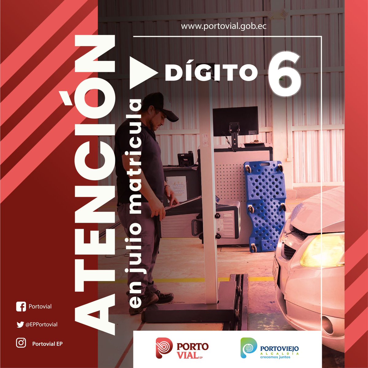 ¡En julio matricula el dígito 6️⃣!
Acércate a Portovial con tu vehículo y realiza tu proceso de matriculación de manera rápida y segura.
Recuerda que al realizar la revisión técnica vehicular garantizas lo más importante: tu seguridad y la de tu familia.
¡Crecemos en movilidad!