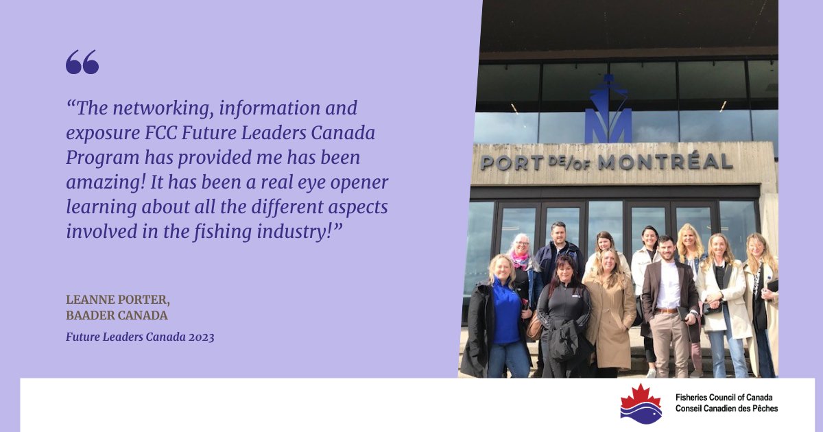 FisheriesCA's tweet photo. Future Leaders Canada is the only seafood-specific professional development program in the country! The 2023 class will be in Chicago next week! https://t.co/tTZrQ6bIYG https://t.co/413HRCPyLj