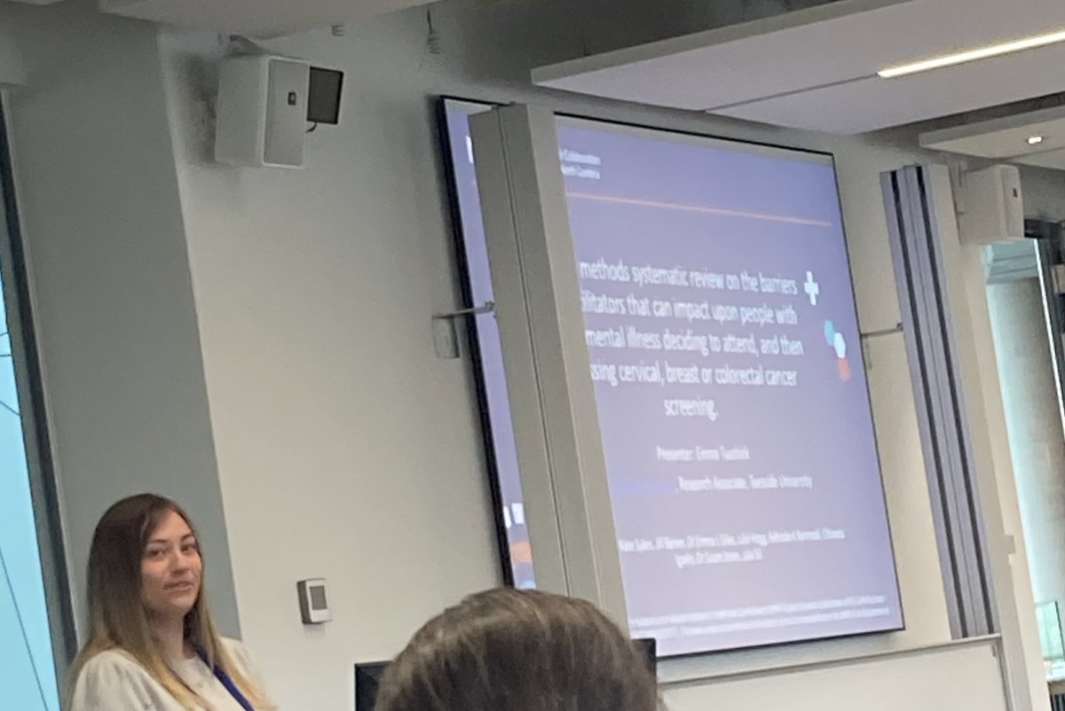 Emma the PECCS research associate (<a href="/EmmaTush1/">Emma</a>) presented this morning the preliminary findings of our systematic review. Well done Emma! Keep an eye out on our next tweet summarising the results #HSRUK23