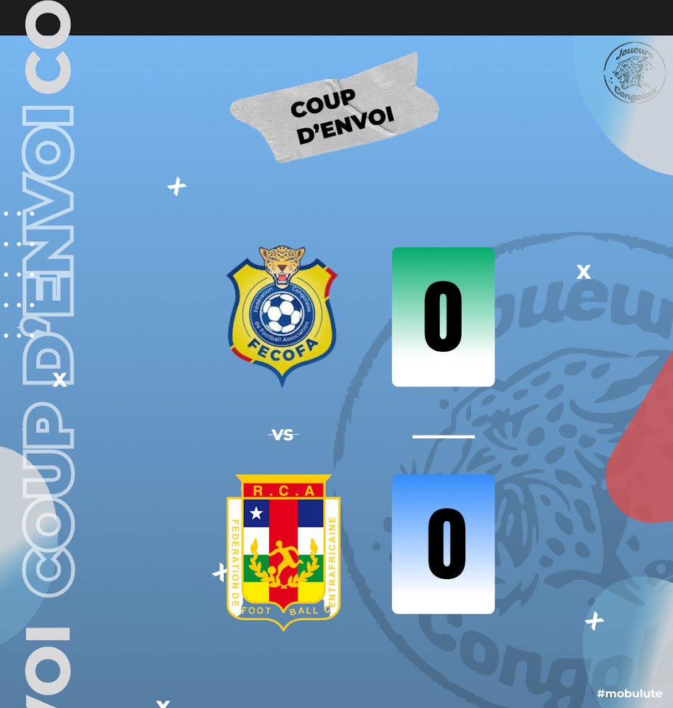 JoueursCD's tweet photo. 🇨🇩 vs 🇨🇫 |
⏱️ COUP D’ENVOI
Guy Bukasa reconduit le même 11 que face au Gabon.
Melengwe (G), Mbede, Kalala, Katembo, Onoya (c), Mutuila, Lombo, Mbungu, Ibwa, Kabwit, Mwaku.
#RDCRCA #UNIFFAC #FatshiCup | #Mobulute🐆 https://t.co/Rvy1bwO3ff