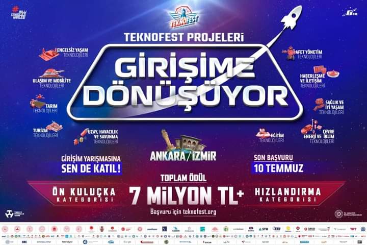 il_nigde's tweet photo. Daha önce #TEKNOFEST'e başvurduysan şimdi Girişim Yarışması'na katıl,hayallerin gerçeğe dönüşsün.🚀
📢TEKNOFEST Ankara ve İzmir'de ilk defa gerçekleşecek.
1️⃣0️⃣ Farklı Tema
2️⃣ Ayrı Kategori
7️⃣ Milyon TL Toplam Ödül
🗓 Son başvuru:10 TEMMUZ 2023 https://t.co/JOuOf4uHnW