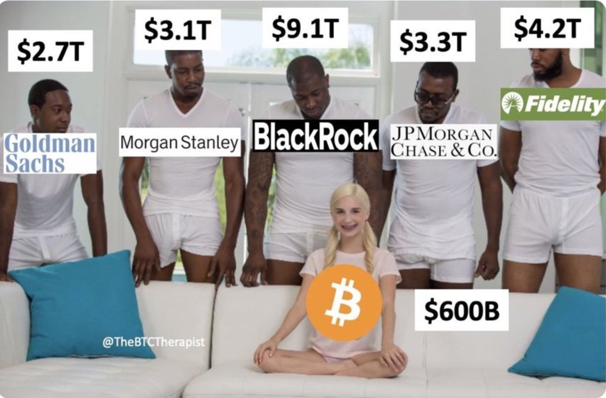 williamlab's tweet photo. 怎么描述现在申请比特币ETF的机构体量？这张图确实做的蛮好的，又形象又直观。

一个小小几千亿总市值，几百亿流通量的饼子，外面围了一圈加起来几十万亿的大汉，如果都通过了，那可真就是。。

满头大汉 https://t.co/IvuIoE0fpg