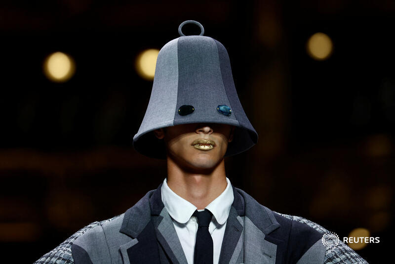 reuterspictures's tweet photo. A model walks the runway for the Thom Browne Haute Couture show at the Opera Garnier in Paris, France. More photos: https://t.co/fD2QWYPB9O 📷 @SarahMeyss https://t.co/eQGbqc0sTO