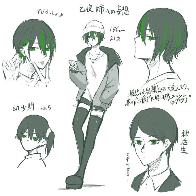もうちょっと溜まってきてからにしようと思って、忙殺されかけて諦めたのですが、🪶姉と並行してこねくり回してた🌃姉です。🌃姉弟は歳も距離も近そうだよね伝われ… 