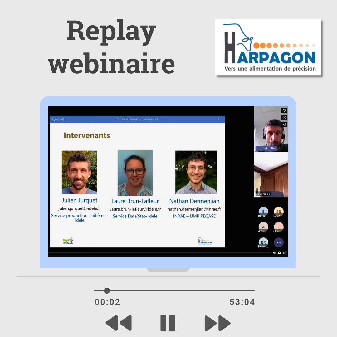 InstitutElevage's tweet photo. Replay Webinaire 💻 | Projet #HARPAGON
✅ #Alimentation de précision des #vaches laitières 🐄 : quelles réactions à une variation des apports de concentré ?
👉 115 participants
👉 A visionner par ici : https://t.co/AonfwDxkHy
Avec @Eliance_Elevage @ChambagriPdL @INRAE_France https://t.co/5W0IGXV7ep