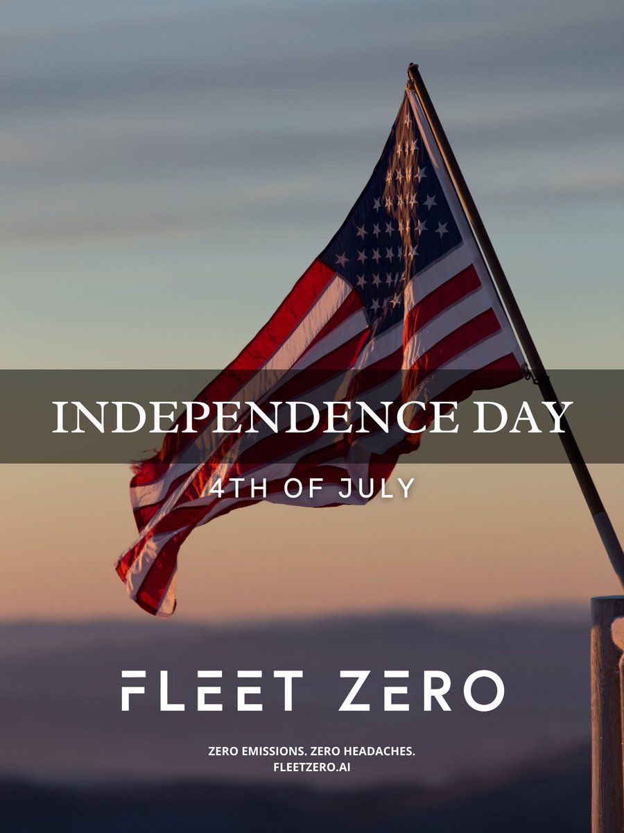 Wishing our American clients, partners and supporters a happy fourth of July!

We are here to get you to zero emissions with zero headache fleetzero.ai
#IndependenceDay #Zeroemissions #Zeroheadaches #july4th #USA #EV #Hydrogen #Charging #Sustainability #Cars #Transport