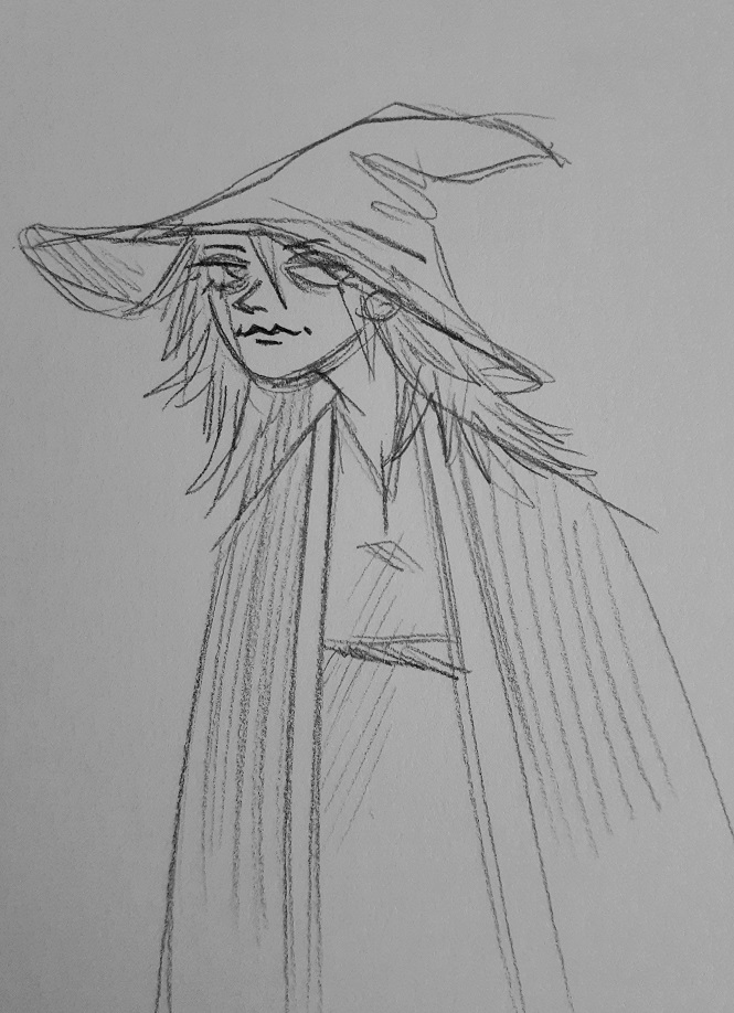 MochaKimono's tweet photo. new OC named Dierdre for an adult book I'm writing. I can't decide between stock standard sexy witch look vs the way funnier hobo wizard look https://t.co/oDihxX0mh5