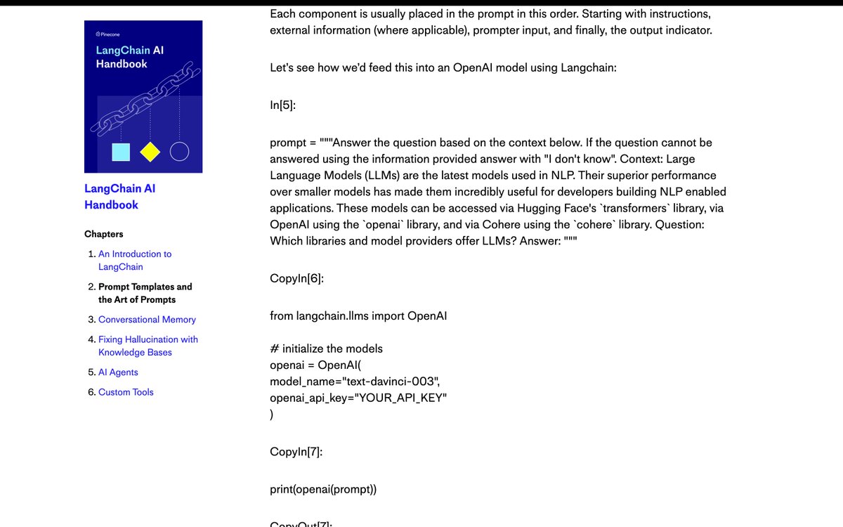 Bend_ai_LLC's tweet image. "LangChain AI Handbook appears to have a glitch with code display, as per user feedback. Detailed guide still appreciated. Further inspection requested by the team. 👨💻🔍#AI #LangChain #CodeIssue via Bend.ai https://t.co/SHXVi1A6ur" @pinecone @jamescalam