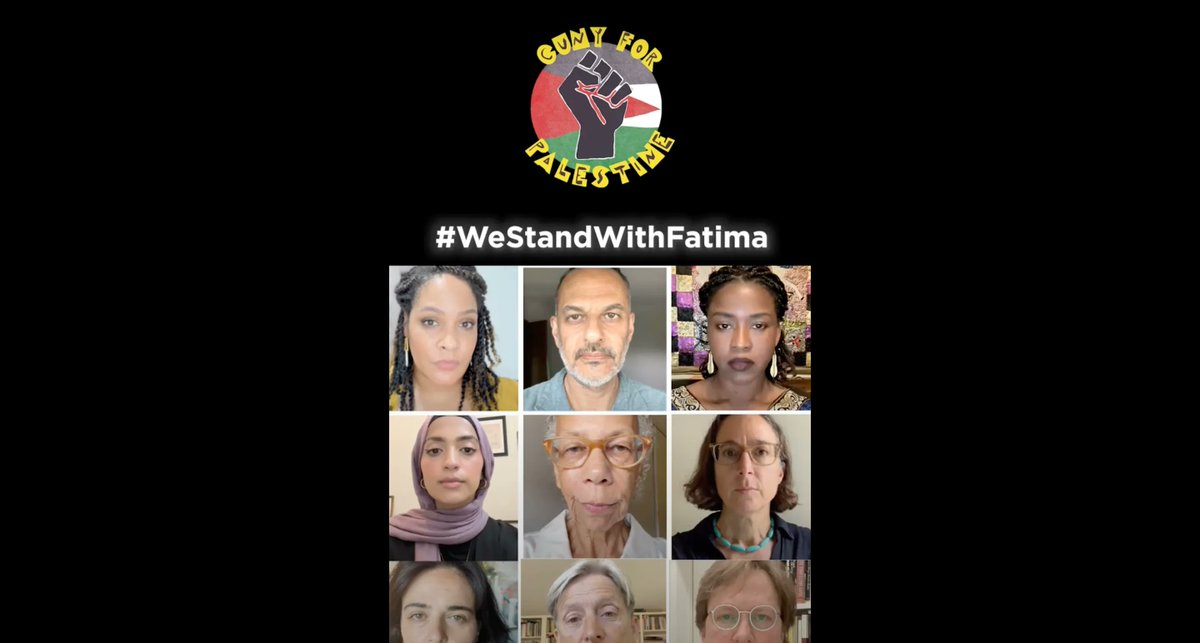 jadaliyya's tweet photo. As part of the ongoing solidarity campaign to defend Fatima, several prominent lawyers, scholars, and activists have come together to reproduce her powerful speech in echo her call for liberation.

“#WeStandWithFatima: Speech from @CUNY4P x @wolpalestine”
https://t.co/hsvC9AFFGQ https://t.co/x3LjY2rUVl
