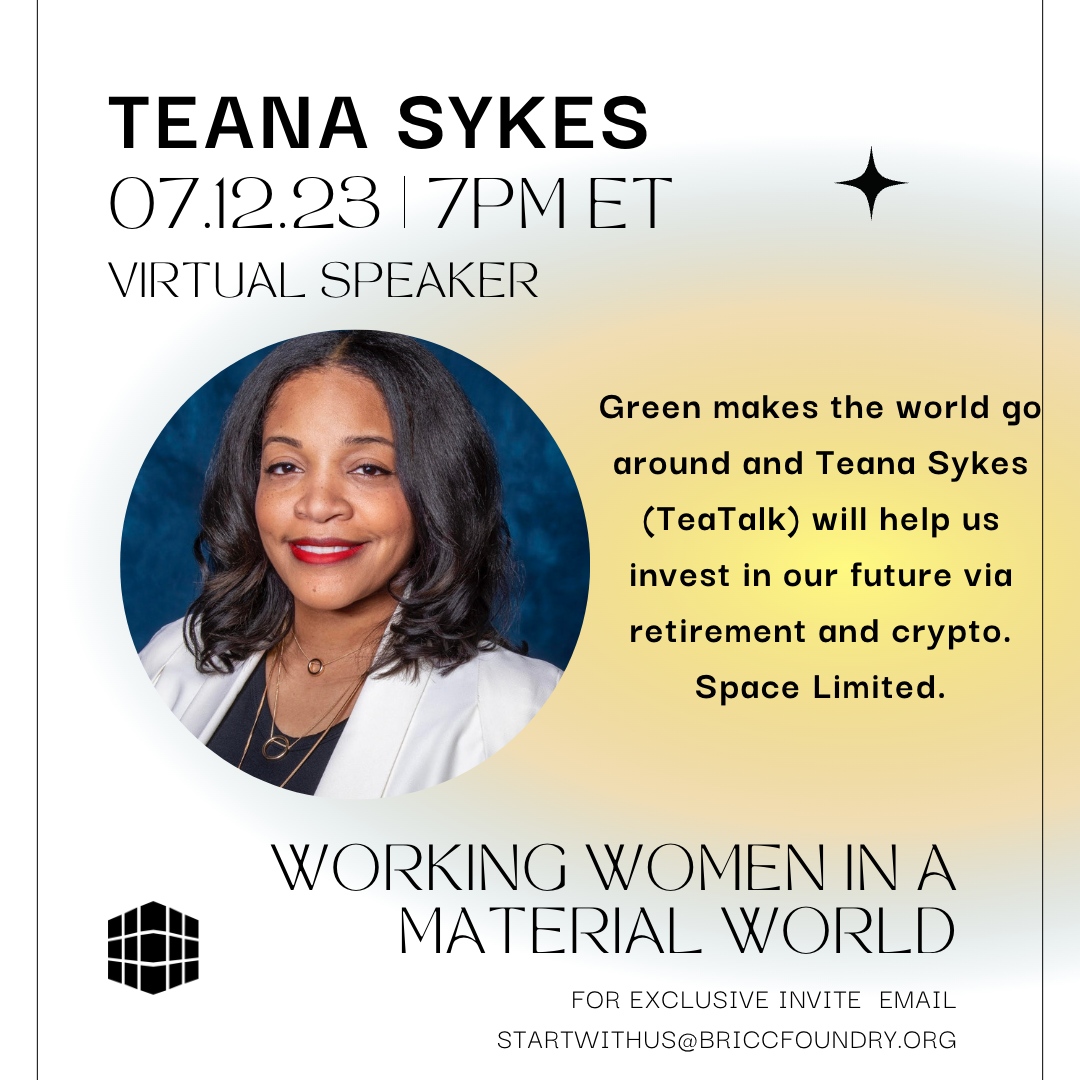 💸💸 makes the world go around! Join BRICC as we chat with <a href="/teatalk/">Tea Talk</a>.teana about investing in our future! 

linktr.ee/thebriccfoundry

#workingwomen #nonprofit #mentorship #women