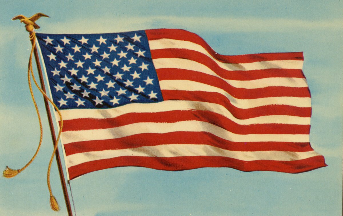 LMULibrary's tweet image. The library will be closed for the July 4th holiday. Did you know we have dozens of July 4th historical postcards? With the exception of this one from circa 1960s-1970s, most don't have the right flag. #NotEnoughStars 😉🇺🇸🎇🗽 Enjoy the holiday, Lions!