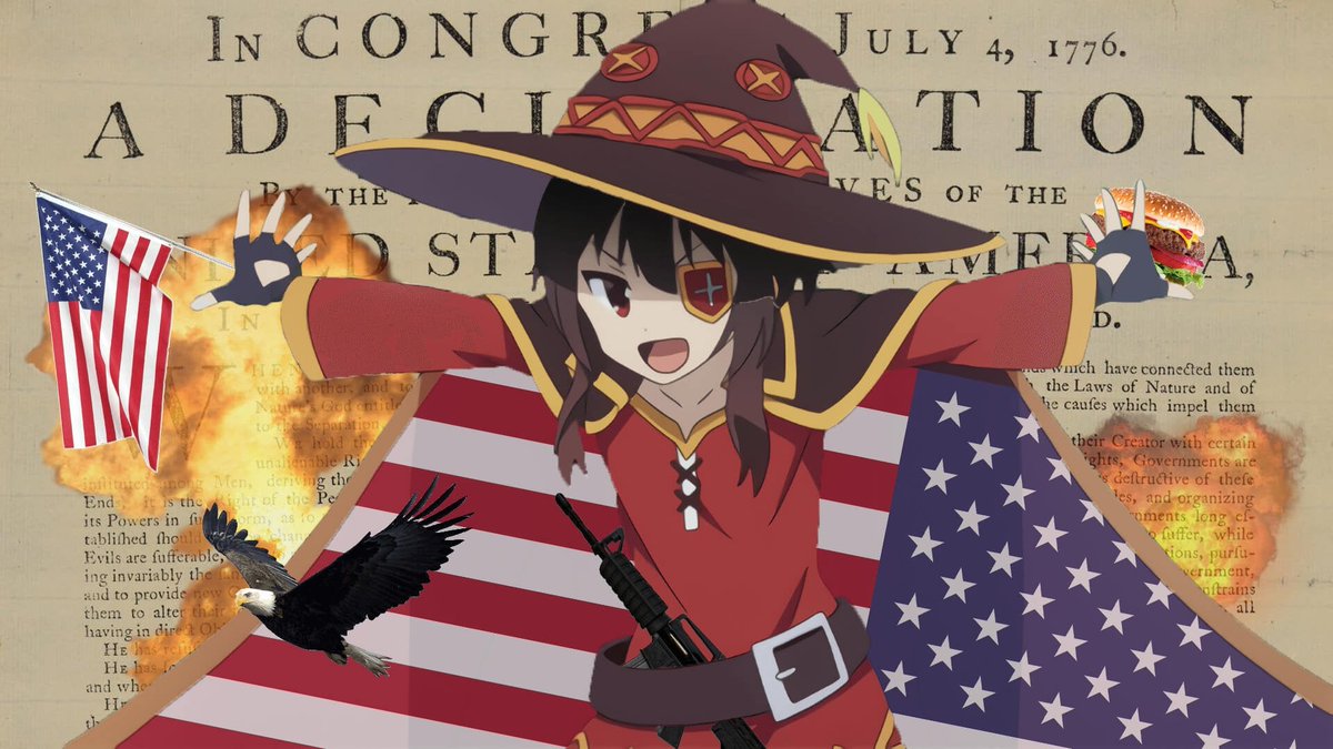 theanimenpod's tweet photo. We (but mostly Megumin) are wishing you a fun and safe 4th of July! May you celebrate with Megumin's enthusiasm! #anime #Konosuba #Happy4thofJuly https://t.co/9vAQXEyKDM
