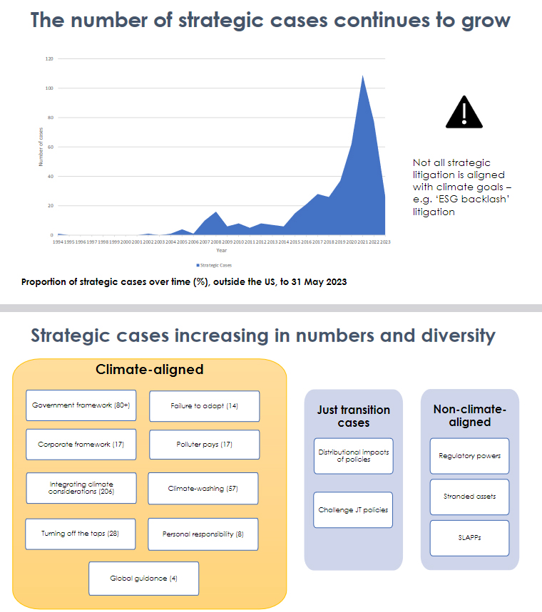 Our 2023 climate litigation study shows an increase in the numbers and diversity of strategic climate change court cases 
Check out the full report for all the latest trends 👇🏾
lse.ac.uk/granthaminstit…