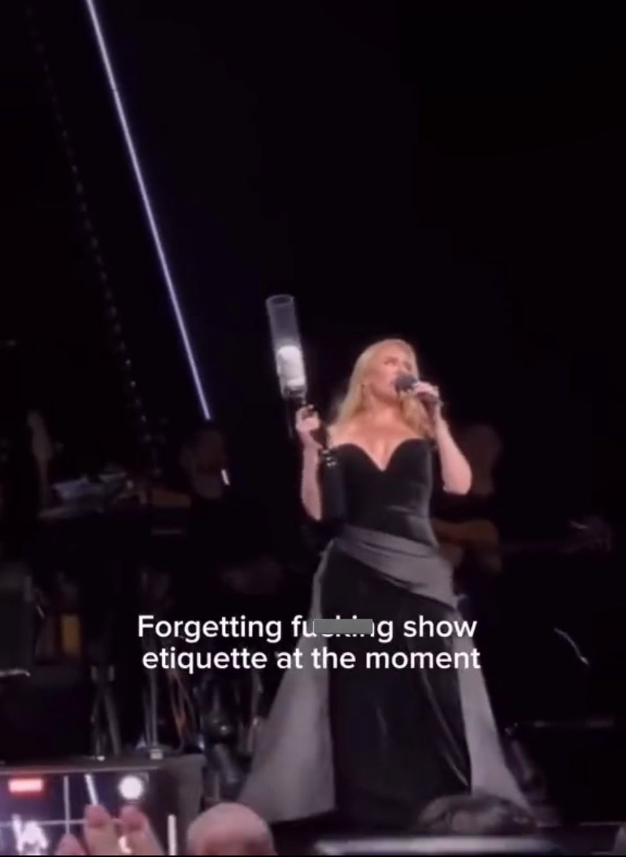 BuzzingPop's tweet image. “I f**king dare you. Dare you to throw something at me and I’ll f**king k*ll you.”

— Adele during her Las Vegas show