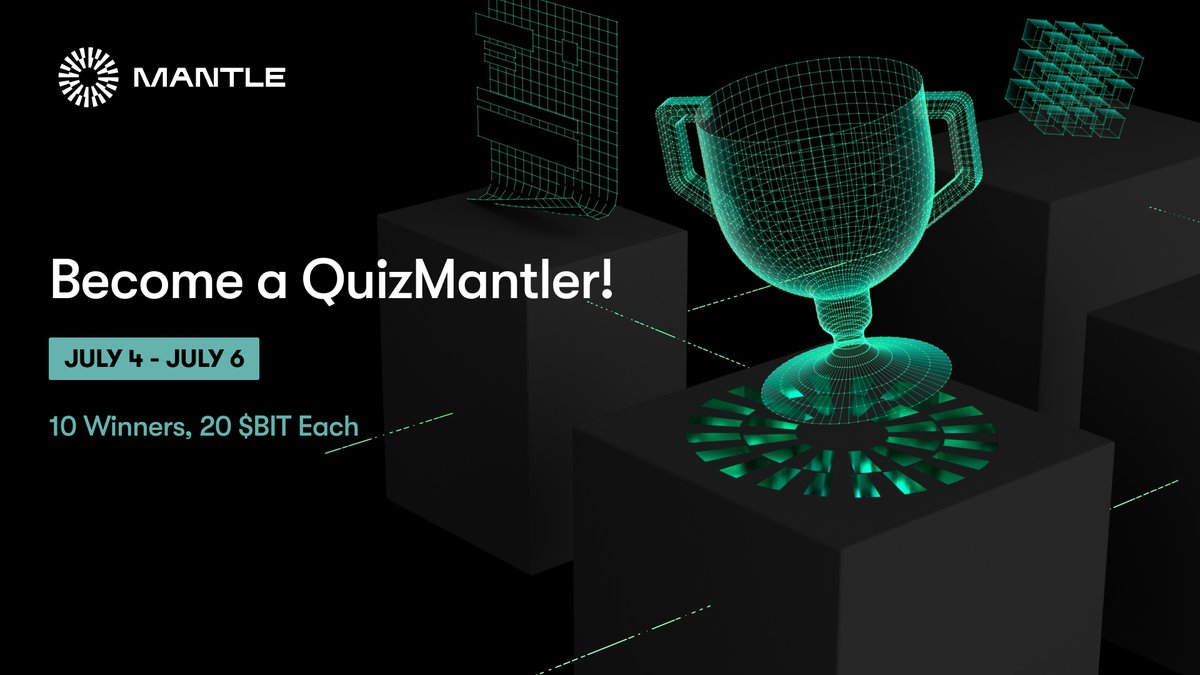 How well do you know Mantle Network❔ Find out by participating in the #Mantle quiz and get ALL answers correct, you stand the chance to be 1 of 10 winners to win 20 $BIT tokens each! 🪙 Become a QuizMantler by clicking the link below, have fun! 🥳 🗳: mantle.to/quizmantler