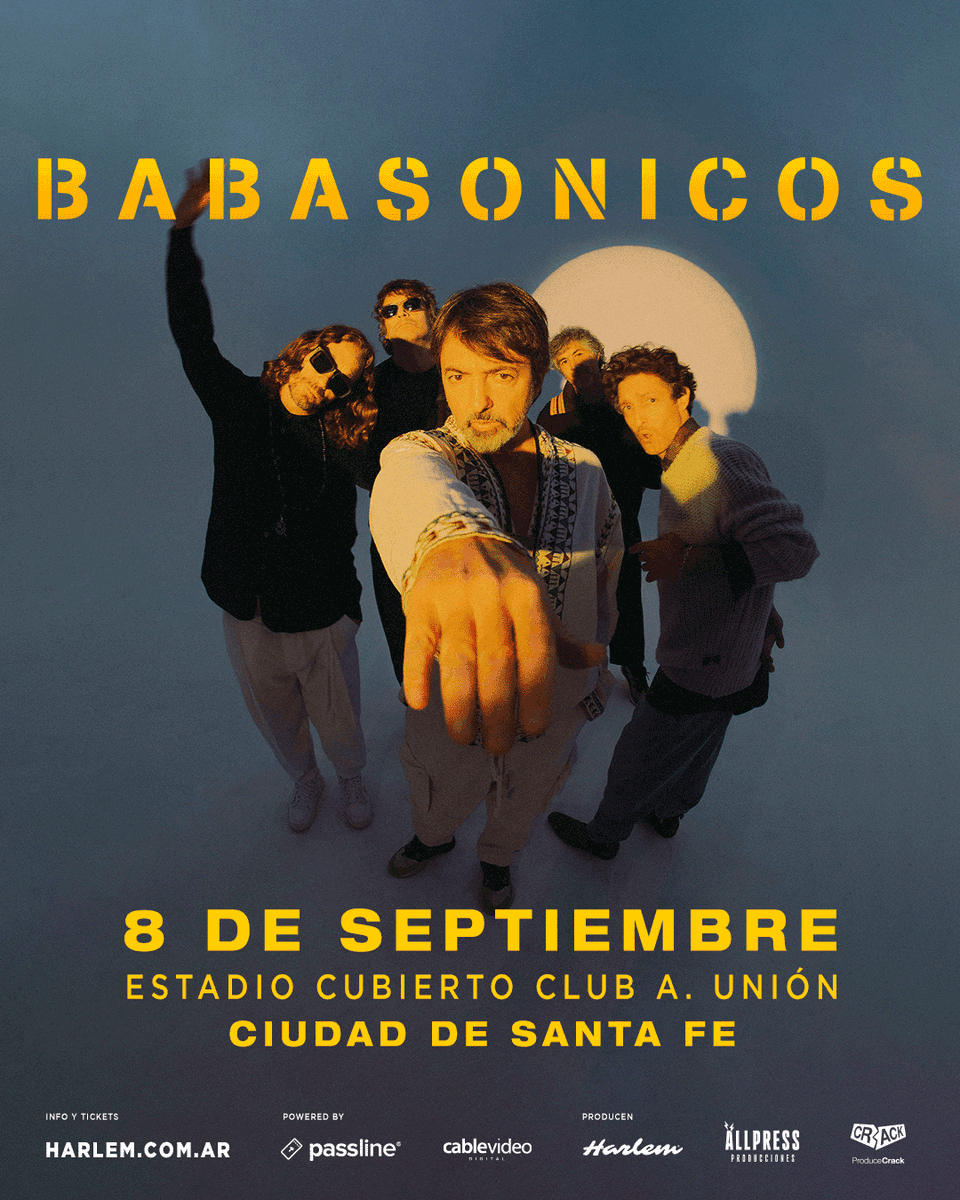harlemshows's tweet photo. VUELVE @BABASONICOS A SANTA FE 🇦🇷🇦🇷🇦🇷

El viernes 8 de septiembre, en el Estadio Cubierto del Club A. Unión 🏟️

Info y tickets en https://t.co/b2YPd2j7uf 🎟️

Seguinos y dale RT para participar por 2 entradas 🥰 https://t.co/wMf1e997iW