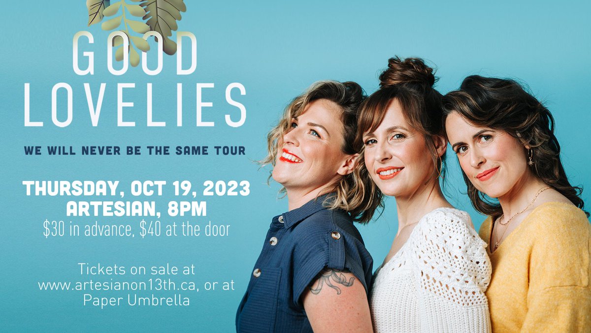 🚨 SHOW ANNOUNCEMENT 🚨 @goodlovelies are returning to the Artesian on October 19! Special guest TBA 💙 We're excited to welcome them back!

🎟️ Tickets are $30 in advance at artesianon13th.ca/event-calendar… or in person at @paperumbrellask (or $40 at the door).

#YQR #music #newalbum