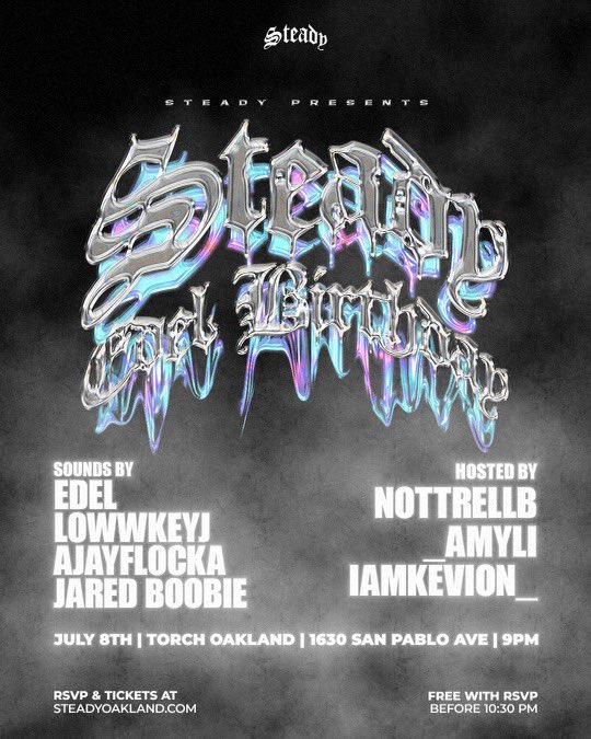 Come celebrate life with me this Saturday 💎 <a href="/TorchOakland/">Torch Oakland</a> to all my real ones, days ones, Cancer gangnems ya know where to be🤞🎥

🎟️: steadyoakland.com