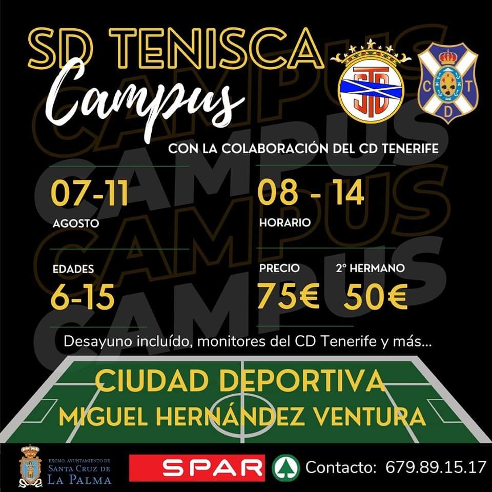SDTenisca's tweet photo. 𝗚𝗿𝗮𝗻 𝗰𝗮𝗺𝗽𝘂𝘀 𝗱𝗲 𝗹𝗮 #𝗦𝗗𝗧𝗲𝗻𝗶𝘀𝗰𝗮 

La SD Tenisca Fútbol Base organizará, en colaboración con miembros técnicos del Club Deportivo Tenerife, un gran campus en las instalaciones privadas de la Ciudad Deportiva Miguel Hernández Ventura. 

#AyerHoySiempre https://t.co/HTHrSXAyNZ