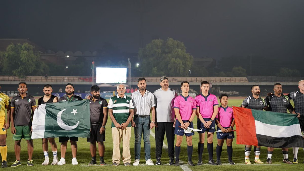 SECYASP's tweet photo. Asian Rugby Championship Division 1 Series bet Pakistan 🇵🇰 &amp; United Arab Emirates 🇦🇪 Teams at Punjab International Football Stadium. 

Revival of International Sports Competitions is always a good sign for domestic sports.Youth Affairs &amp; Sports Department welcomes UAE Rugby Team. https://t.co/QN7ryrMRqf