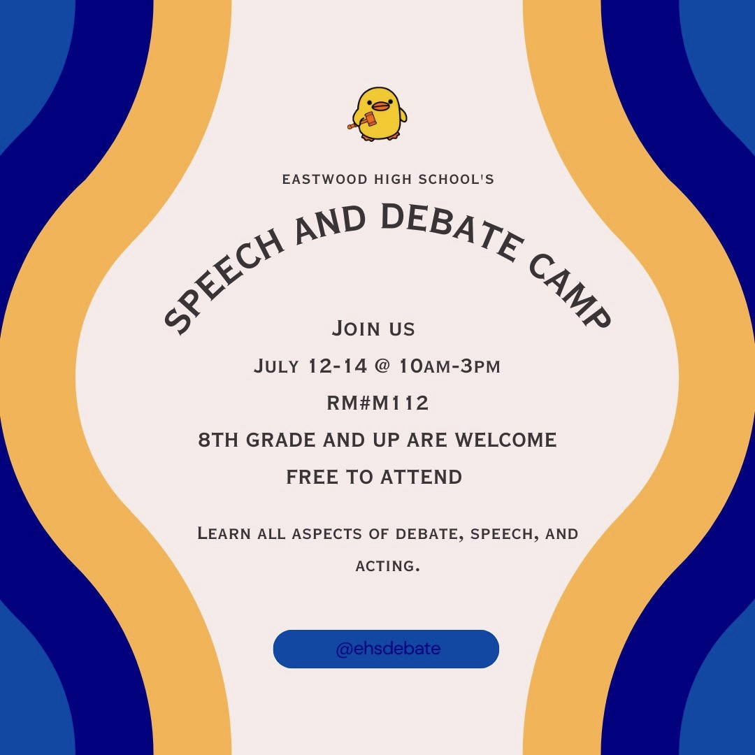 Coming soon - DEBATE CAMP 2022! Get ready for the new season with our new officers (announcement coming soon). Send us questions and comments about camp next week.