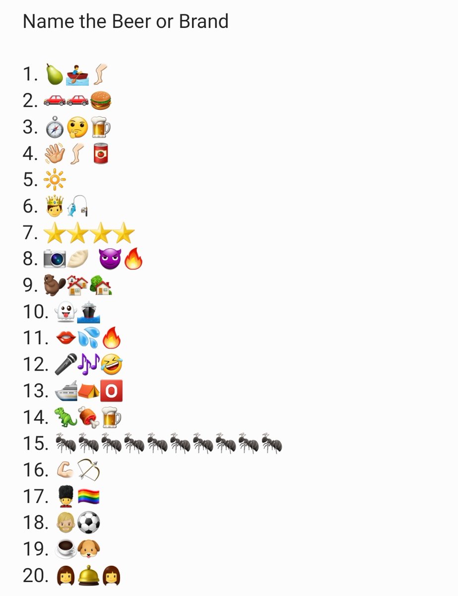 Ok people, let's see how well you know your beers...and emoji's. You'll have to use your imagination for some of these.  Give it a like and retweet, the more the merrier! Comment your guesses below, Cheers 🍻