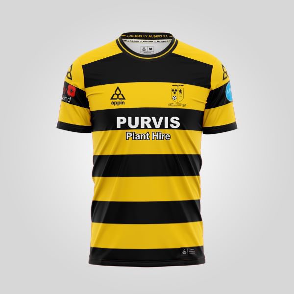 LochgellyAlbert's tweet photo. Pleased to announce that our new home kit will be produced by @appin_sports. Thanks to principal sponsor, @ThePurvisGroup, John Gilfillan Funeral Directors, and McQueens Dairies, whose logos appear on the top. The right sleeve features the logo of charity partner, @poppyscotland https://t.co/6nRo3wDZAs