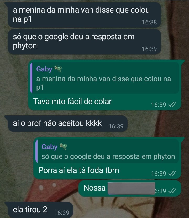 baequery's tweet image. a prova era em C..........