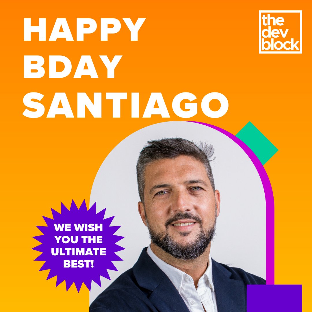 TheDevBlock's tweet image. 🧡Happy #Bday Santiago Fraga!
(yes, he is our founder!)
@TheDevBlock wishes you the 🙌 ultimate best on your day (and every day)!

#TheDevBlock #birthday #CelebrateOurTeam #DreamTeam #team #celebrate #founder