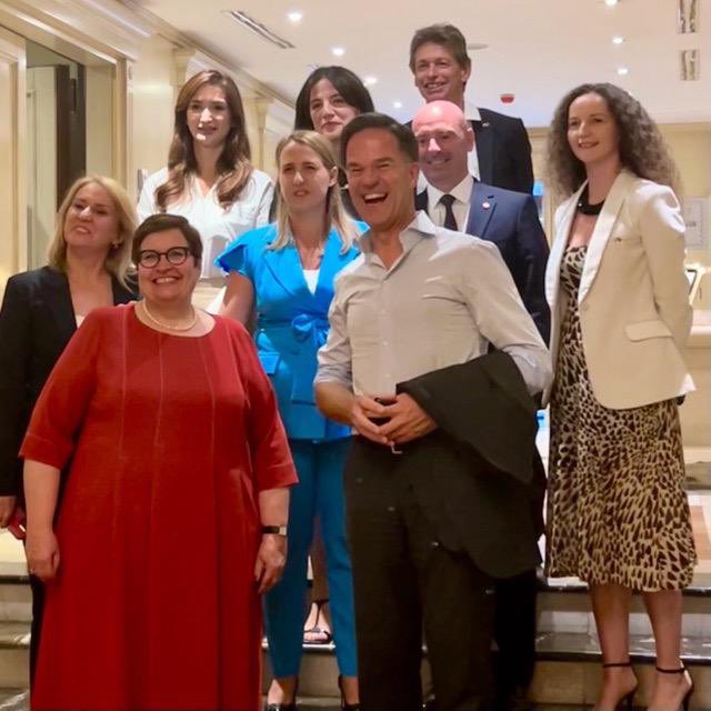 NLinKosovo's tweet photo. We welcomed our Prime Minister @MinPres in Prishtina today 🇳🇱🇽🇰
After discussions with @VjosaOsmaniPRKS, @albinkurti, @xhemajl_rexha and Blert Morina, our team couldn't resist having our 📸 taken with PM Rutte. 
🙏🏻 for a positive visit! https://t.co/NAaiRqh3P6
