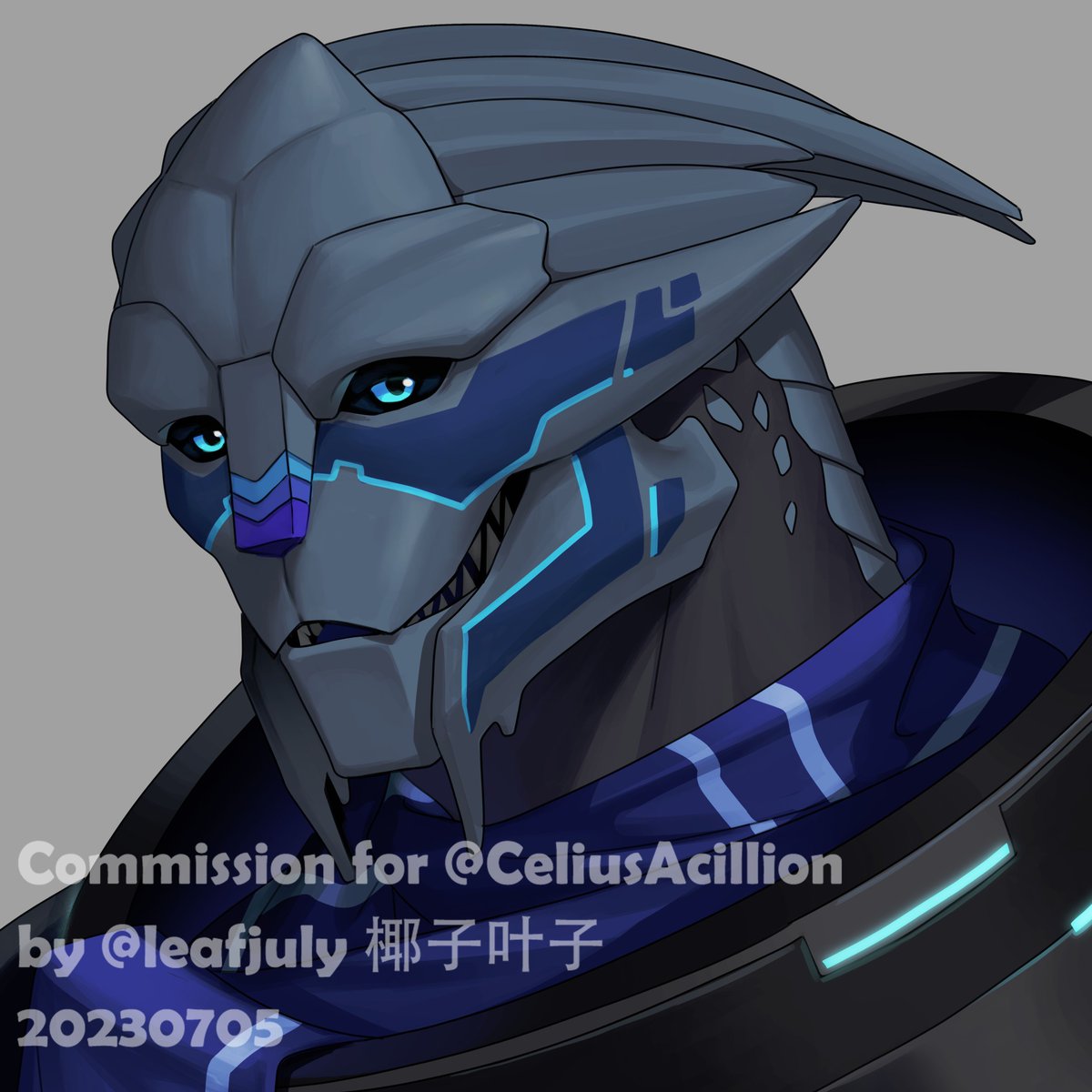 leafjuly's tweet photo. Commission for @CeliusAcillion of their turian OC ( and Garrus &amp; John Shepard) https://t.co/sOHbCD9Nac