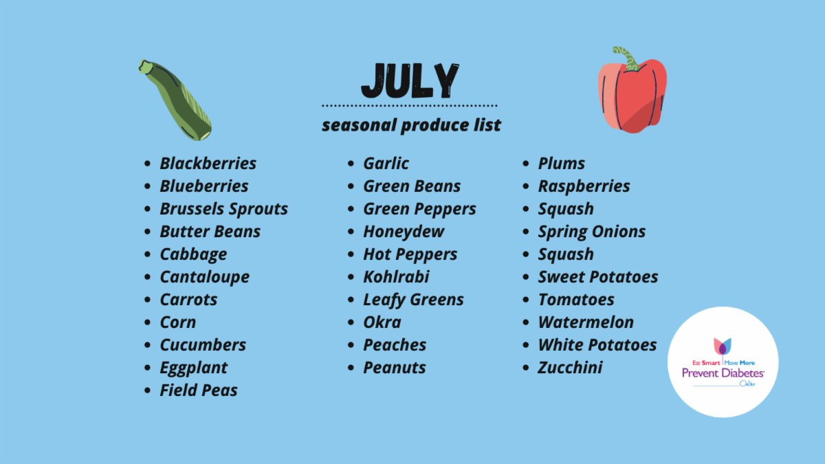Do you know what produce is in season this month? Try something new and in season this month! Choosing in-season fruits and vegetables is a great way to add variety to your diet and is also a more budget-friendly option than choosing out-of-season produce.