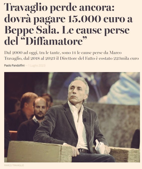 Poraccio. 220.000 euro PER CAUSE PERSE deve risarcire. Fra poco lo sbattono a vendere giornali per strada invece di firmarli🤡 #Travaglio