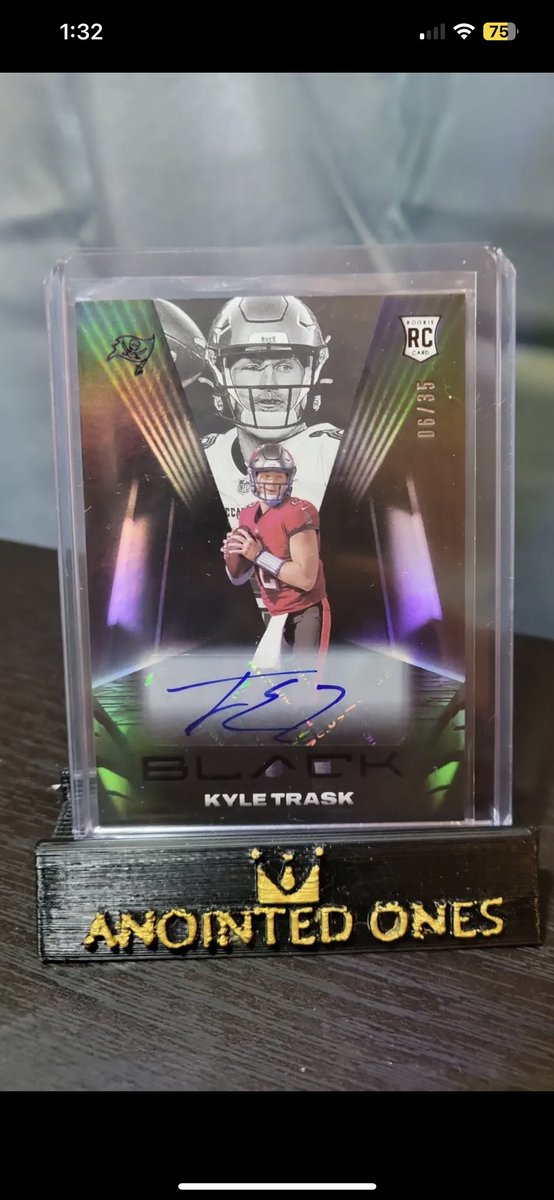 moneybison's tweet photo. Panini slipped the Etienne auto on a Trask. 🤔 Found this on eBay. https://t.co/Vim0LsRArm