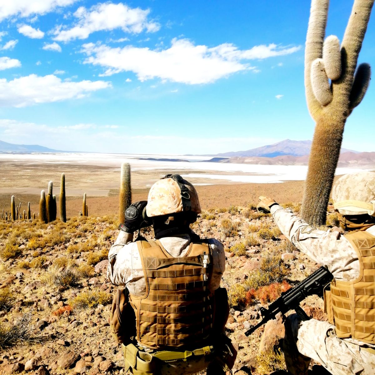 VIDE_CL_Oficial's tweet photo. La @JTarapc67152 continúa desplegando esfuerzos para el control migratorio en #Colchane, coordinando las tareas con el objetivo de seguir resguardando la #Seguridad de la región de #Tarapacá.
#EjercitoEnAcción #EjércitoTeCuida #CentinelasDelNorte #LaTradiciónNosGuía #Iquique https://t.co/9zIyniEmSr