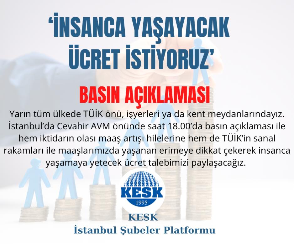 İnsanca Yaşamaya Yetecek Ücret İstiyoruz

📅 5 Temmuz Çarşamba

🕕 18.00

📍Cevahir Avm Önü