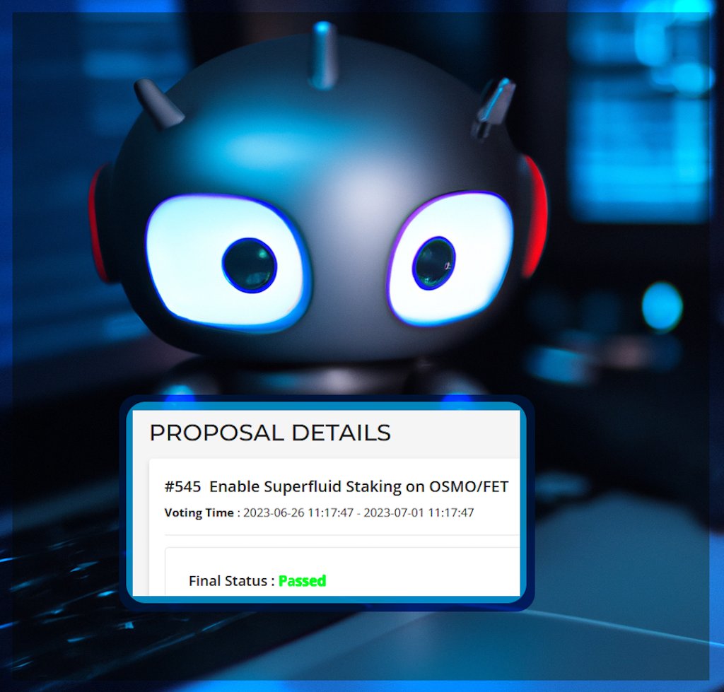 Fetch_ai's tweet photo. It looks like Prop #545 has passed over on the Osmosis chain, so the $FET/OSMO pair is now helping to secure their network through Super Fluid Staking (SFS) 🔗

We love to see it! 🔥 https://t.co/hGgaBDePMv