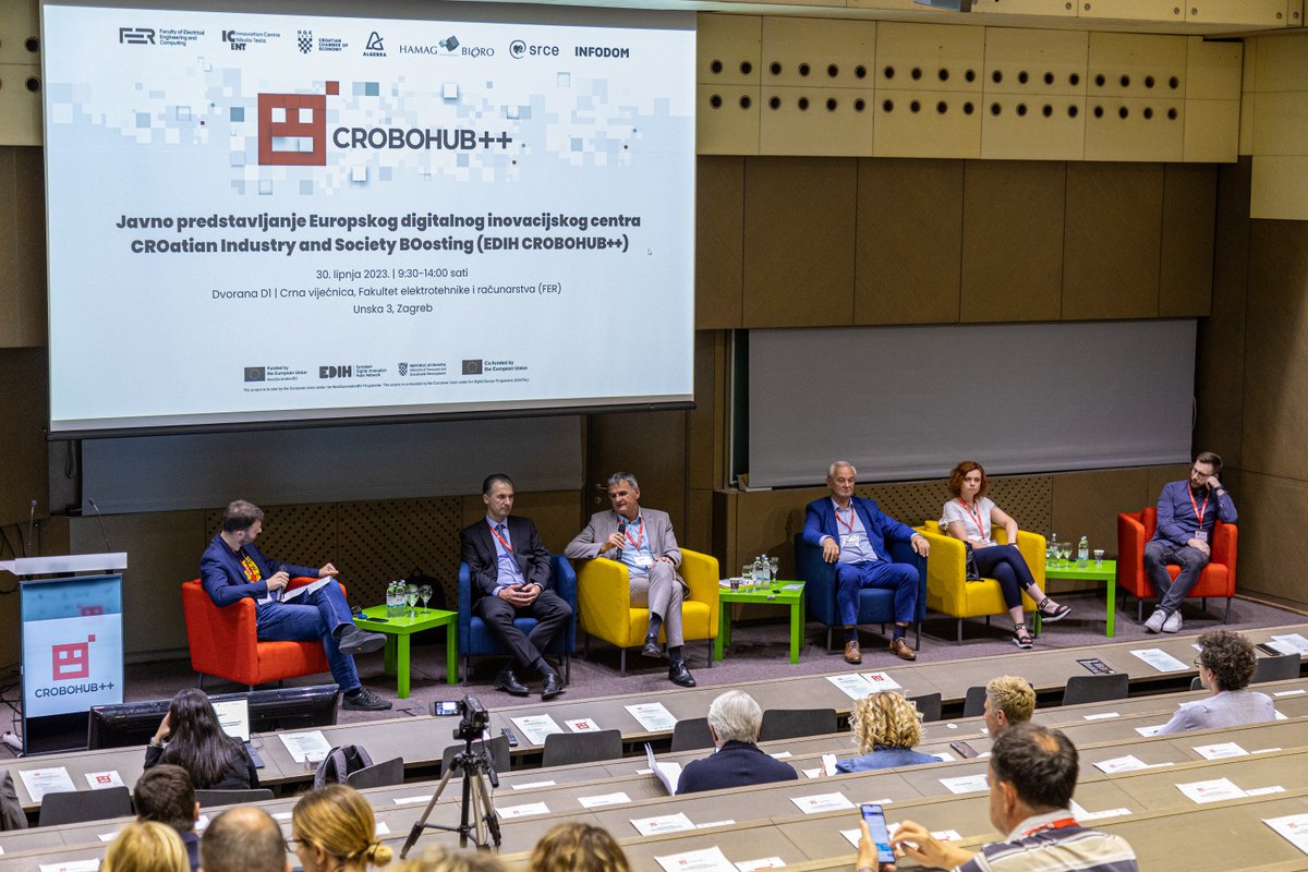 edihcrobohub's tweet photo. #EDIH CROBOHUB++  i cilj projekta predstavljeni široj javnosti  – podizanja razine #digitalne zrelosti i #konkurentnosti našeg gospodarstva pružanjem besplatnih usluga #SMEs i javnom sektoru. Više na: https://t.co/ZBYeh9adao
📷 Vedran Klasić
 #DigitalTransformation https://t.co/TLGMUmnDuP